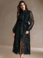 Elegant Embroidered Lace Midi Dress For Women SpringAutumn Maxi Women Outfit