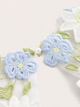 Elegant Floral Embroidery amp Hollow Out Ruched Waist Womens Dress FestivalGoing OutVacation