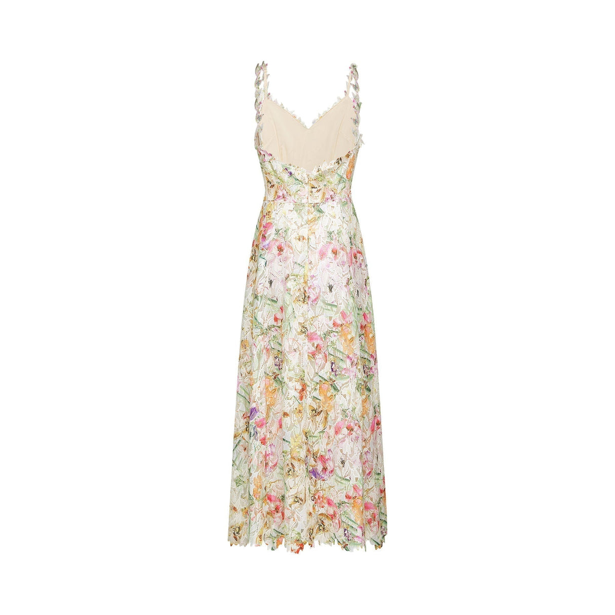 Elegant midikleid dress in lace with floral embroidery details feminine and delicate design