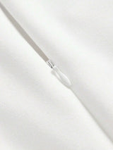 Elegant Rhinestone Heart Decorated White Short Sleeve Mini Dress Autumn