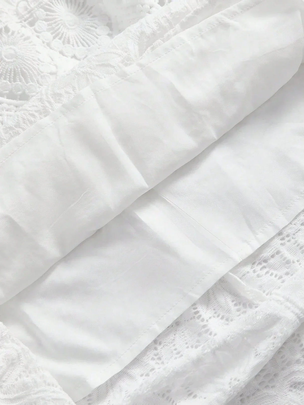 Elegant Solid Color Water Soluble Lace Patchwork Dress