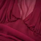 Éléna Burgundy Asymmetrical Ruffled Tulle Mini Dress