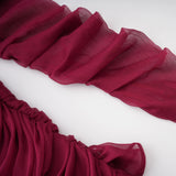 Éléna Burgundy Asymmetrical Ruffled Tulle Mini Dress