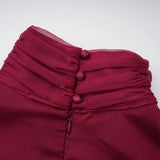 Éléna Burgundy Asymmetrical Ruffled Tulle Mini Dress