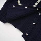 Elena Cardigan & Trousers Set Chunky Crochet Sailor Collar Blue White