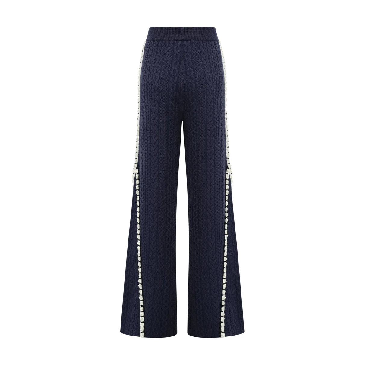 Elena Cardigan & Trousers Set Chunky Crochet Sailor Collar Blue White
