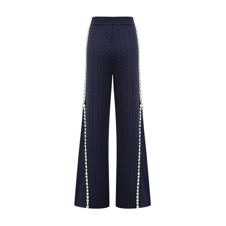 Elena Cardigan & Trousers Set Chunky Crochet Sailor Collar Blue White