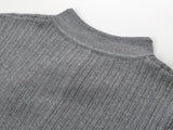 Elena Dress - Form - Fitting Silhouette - High Neckline Design - Ribbed Knit Fabric - Decorative Knots at Neckline