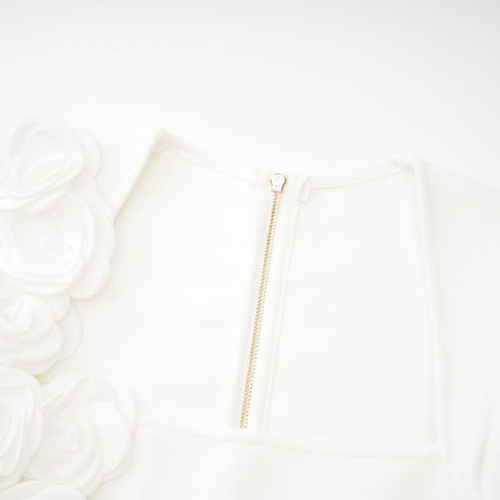 Elena Faux - Flower Detailed Cropped Top - Ankle - Length Skirt Set