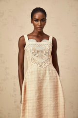 Elena Mini Dress Neutrals Interwoven Embroidery