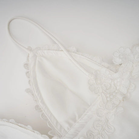 Elena Mini Dress White Guipure Lace Tiered Ruffles & Sweetheart Hem