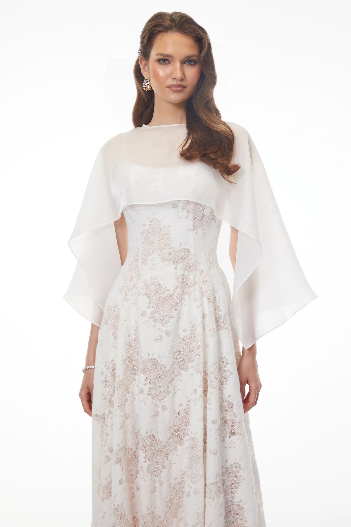 Elena White Sleeveless Lace Midi Dress