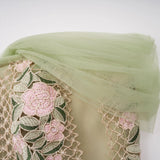 Eleni Green Tulle Panel Floral Midi Dress
