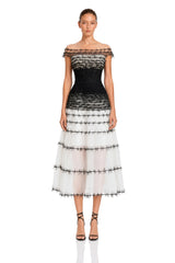 Eléonore Color Block Tulle Midi Dress