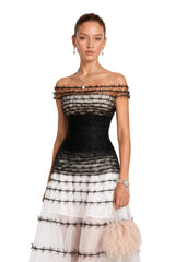 Eléonore Color Block Tulle Midi Dress