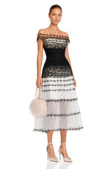 Eléonore Color Block Tulle Midi Dress