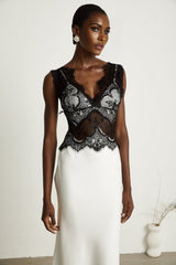 Éléonore contrastcolor lacedetail maxi dress