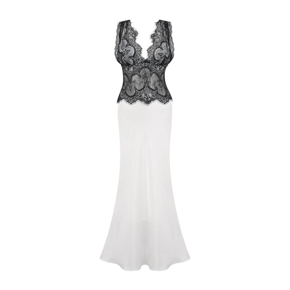 Éléonore contrastcolor lacedetail maxi dress