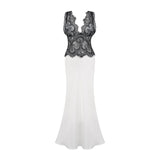 Éléonore contrastcolor lacedetail maxi dress
