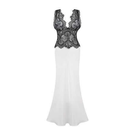 Éléonore contrastcolor lacedetail maxi dress