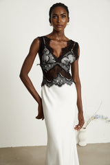 Éléonore contrastcolor lacedetail maxi dress