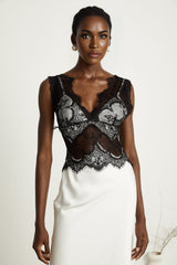 Éléonore contrastcolor lacedetail maxi dress