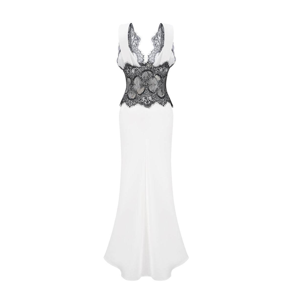 Éléonore contrastcolor lacedetail maxi dress