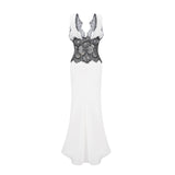 Éléonore contrastcolor lacedetail maxi dress