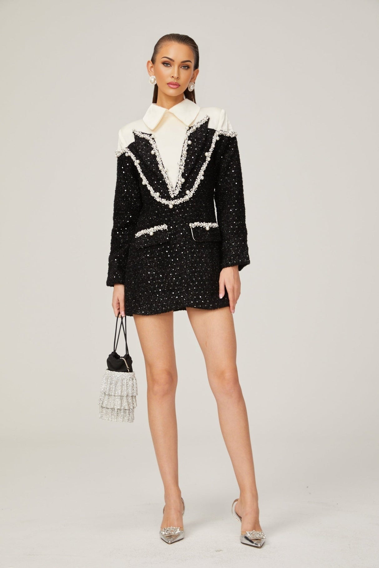 Éléonore fauxpearl tweed mini dress