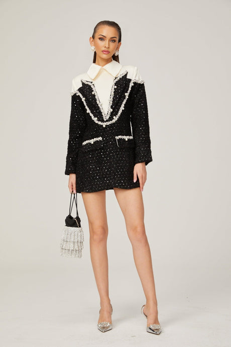 Éléonore fauxpearl tweed mini dress