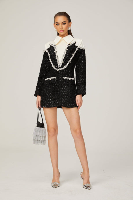 Éléonore fauxpearl tweed mini dress