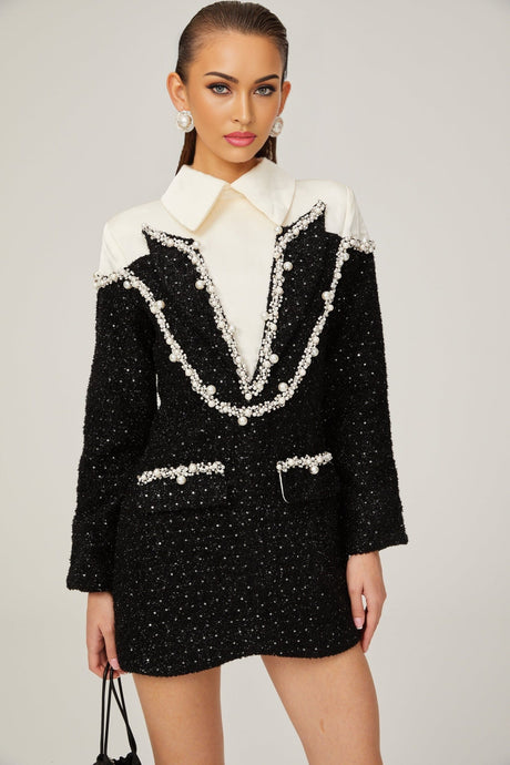 Éléonore fauxpearl tweed mini dress