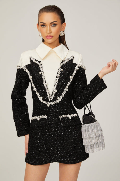 Éléonore fauxpearl tweed mini dress