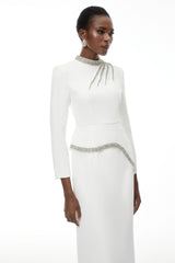 Eleri White Beaded Maxi Dress