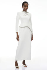 Eleri White Beaded Maxi Dress
