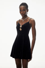 Elettra Black Off Shoulder Embellished Mini Dress