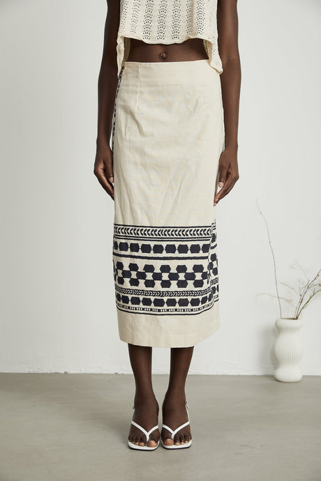 Elettra Midi Dress – Side Slit – Pattern Print – Contrast Colors