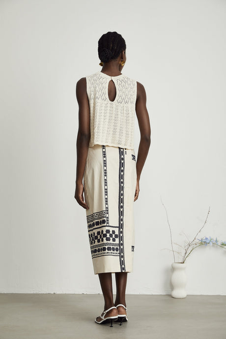 Elettra Midi Dress – Side Slit – Pattern Print – Contrast Colors