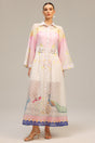 Elettra Pink Floral Maxi Dress with Belt Detail