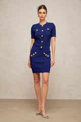 Elettra Skirt & Top Set - Plaid Check Knit Design - Jacquard Detailing - Slip - On Style