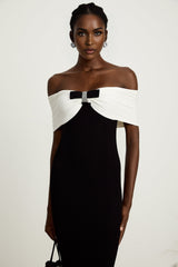 Éliane bowdetail ribbed maxi dress