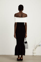 Éliane bowdetail ribbed maxi dress