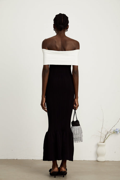 Éliane bowdetail ribbed maxi dress