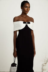 Éliane bowdetail ribbed maxi dress