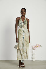 Éliane ombreprint halterneck midi dress