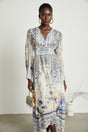 Elida buttonfront ruffled maxi dress