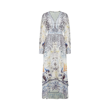 Elida buttonfront ruffled maxi dress