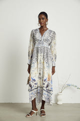 Elida buttonfront ruffled maxi dress