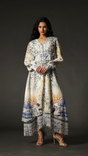 Elisa Beige Maxi Dress V Neck Long Sleeve Formal Evening Wear Elegant Charm