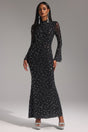 Elisa Black Maxi Dress with Shimmering Embellishments for Evening Events or Formal Gatherings